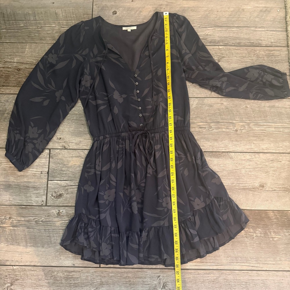 Z Supply Charcoal Floral Rayon Mini Dress Button Front Ruffle Hem Small ZD221921 - Picture 9 of 10